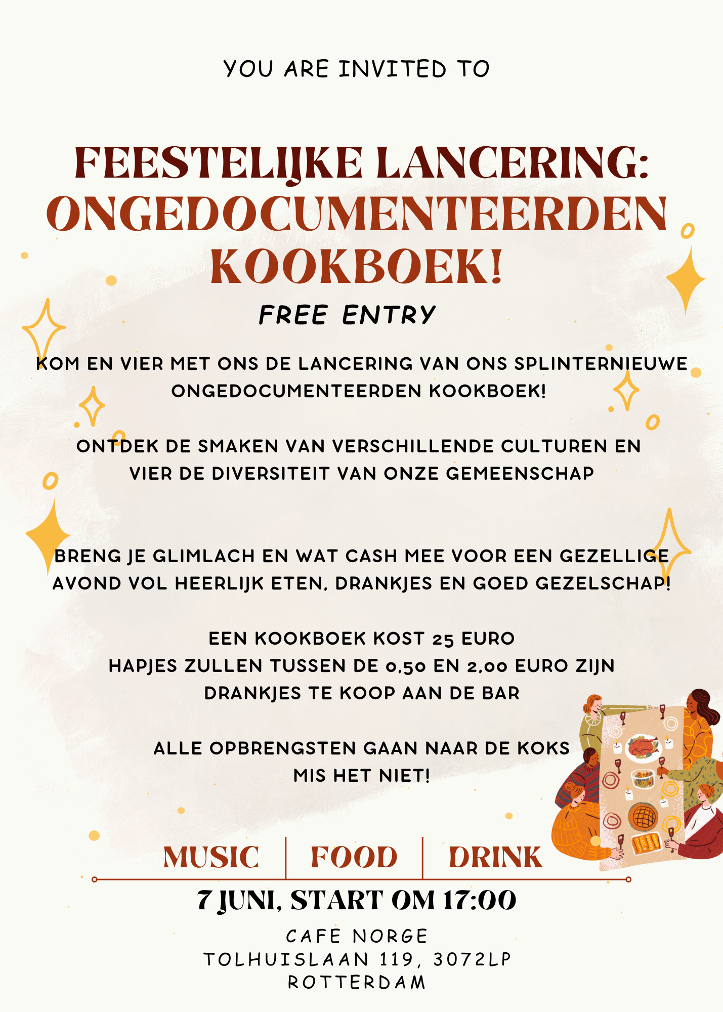 Uitnodigingroskookboeklaunchparty